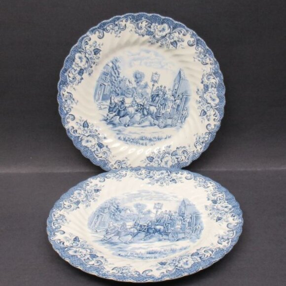 2 - Johnson Brothers England COACHING SCENES Blue 9 7/8 Inch Dinner Plates - Picture 1 of 4